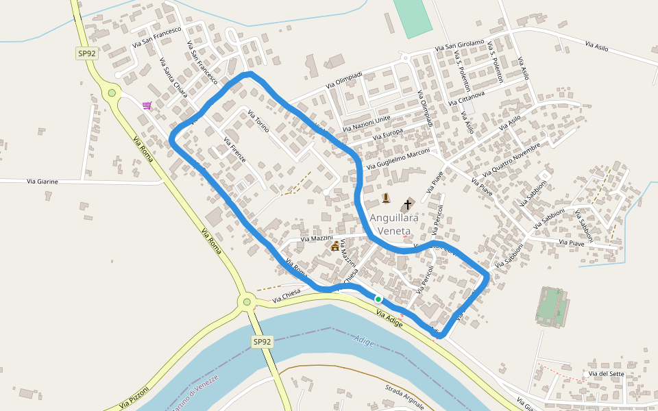 Adige walking route map in Anguillara Veneta