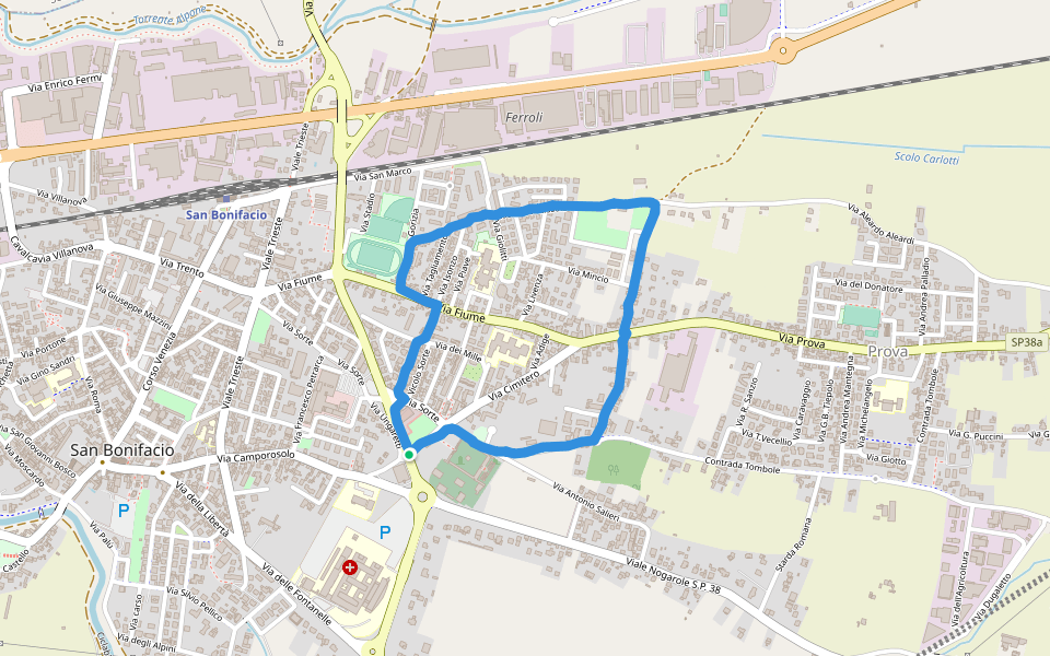 Area Verde walking route map in San Bonifacio