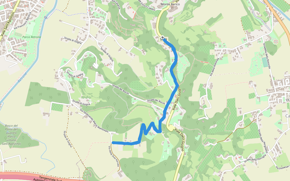 Via Ferdinando Maria Mantovani walking route map in Villa Guiccioli