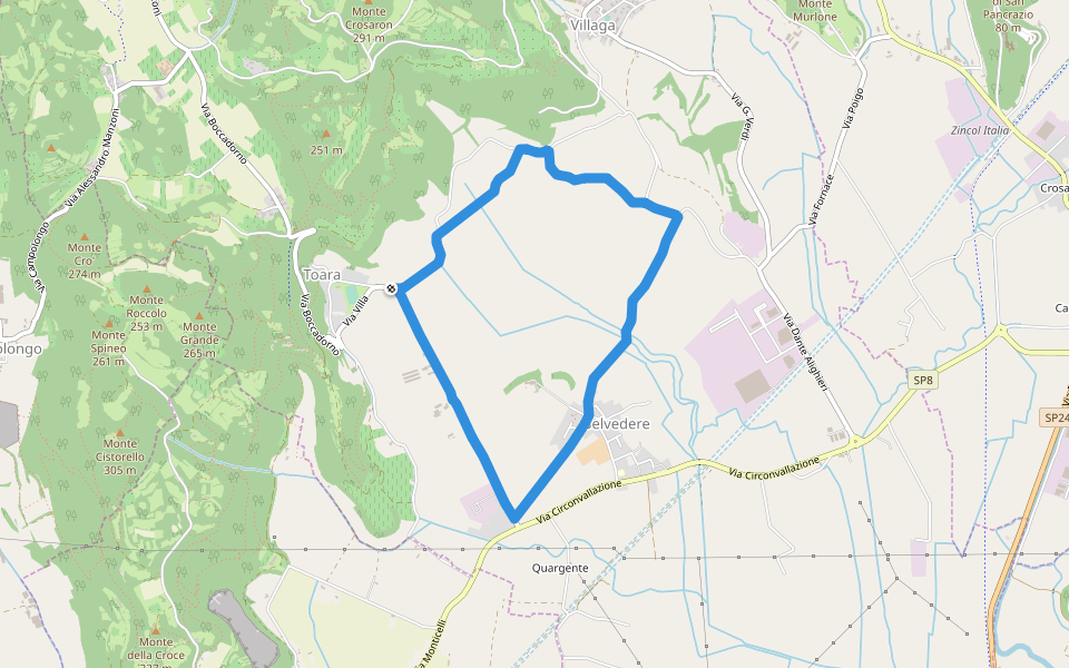 Colli Berici walking route map in Toara