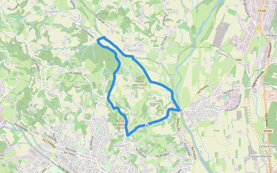 Via Torrente walking route map in Arzignano