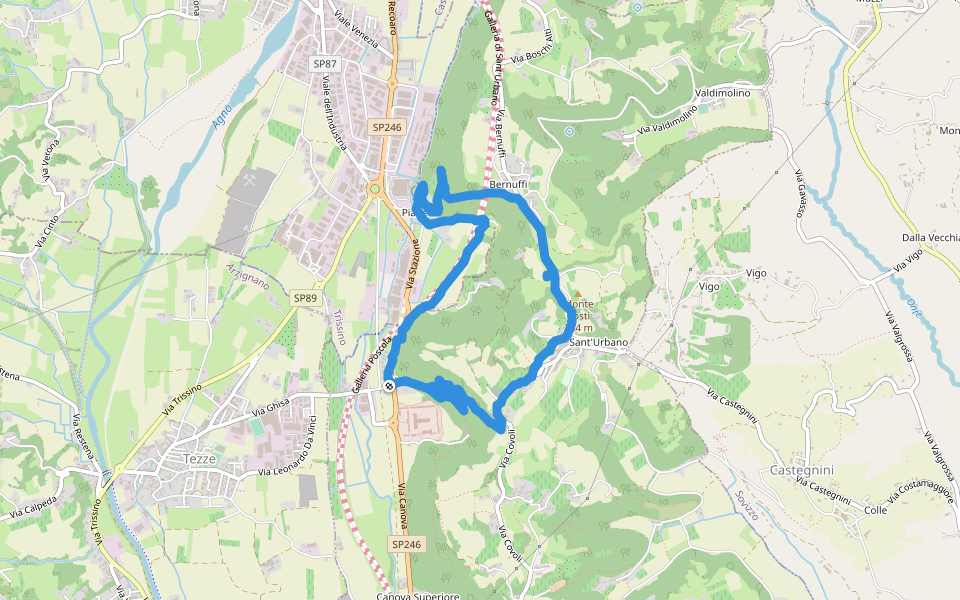 Monte Costi walking route map in Ghisa