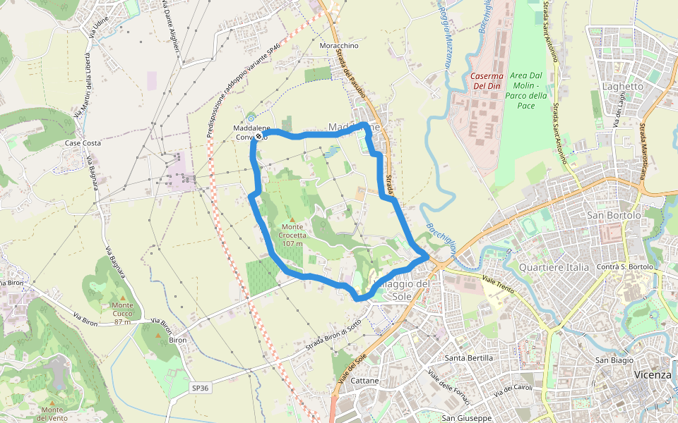 Campo sportivo walking route map in Maddalene