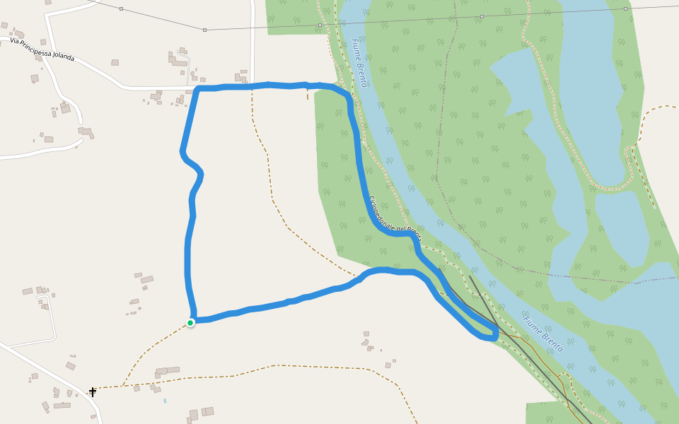 Fiume Brenta walking route map in Grantorto