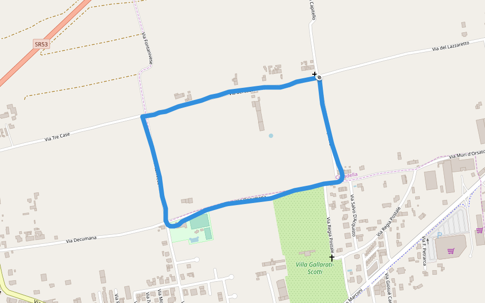 Villa Gallarati-Scotti walking route map in Lazzaretto