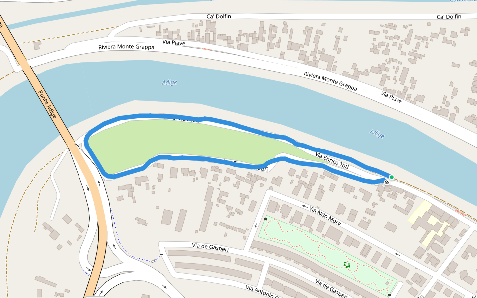 Adige walking route map in Cavarzere