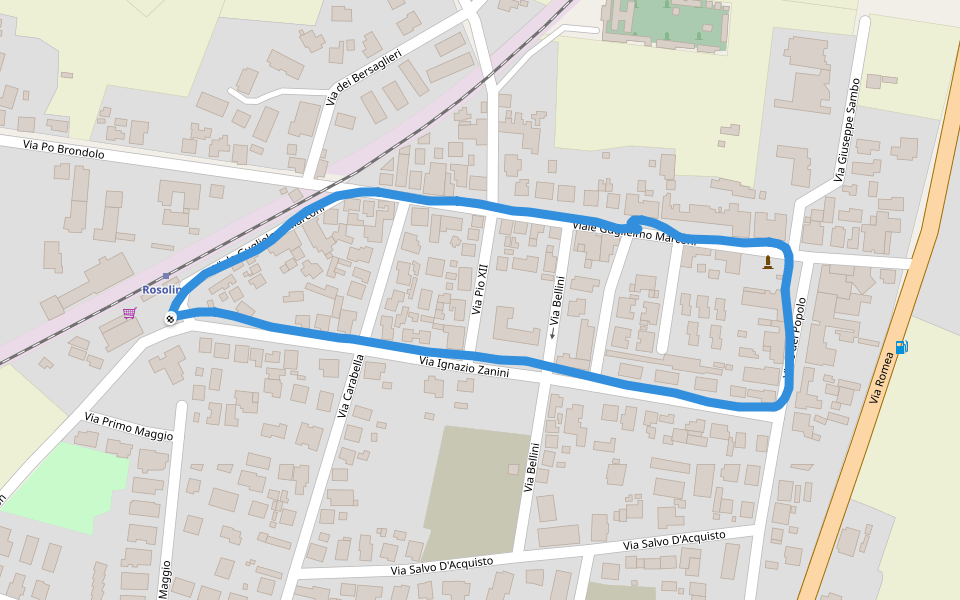 Parco Regionale Veneto del Delta del Po walking route map in Rosolina