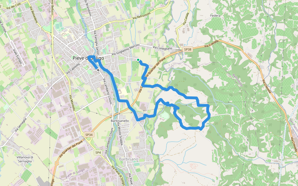 Ruio Pelierza walking route map in Pieve di Soligo