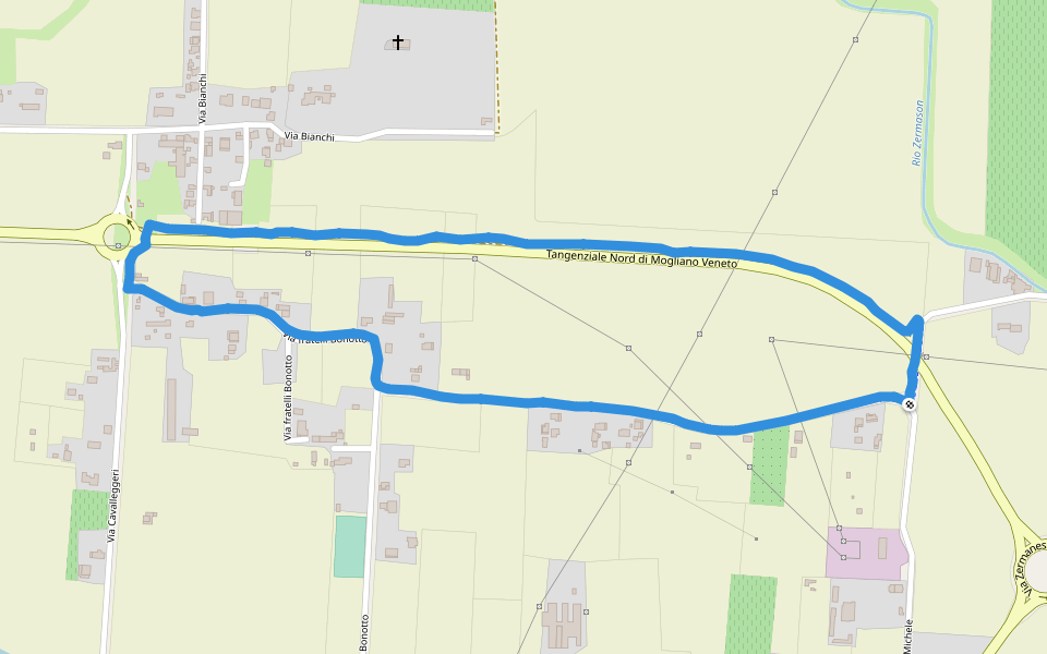 Via Bianchi walking route map in Mogliano Veneto