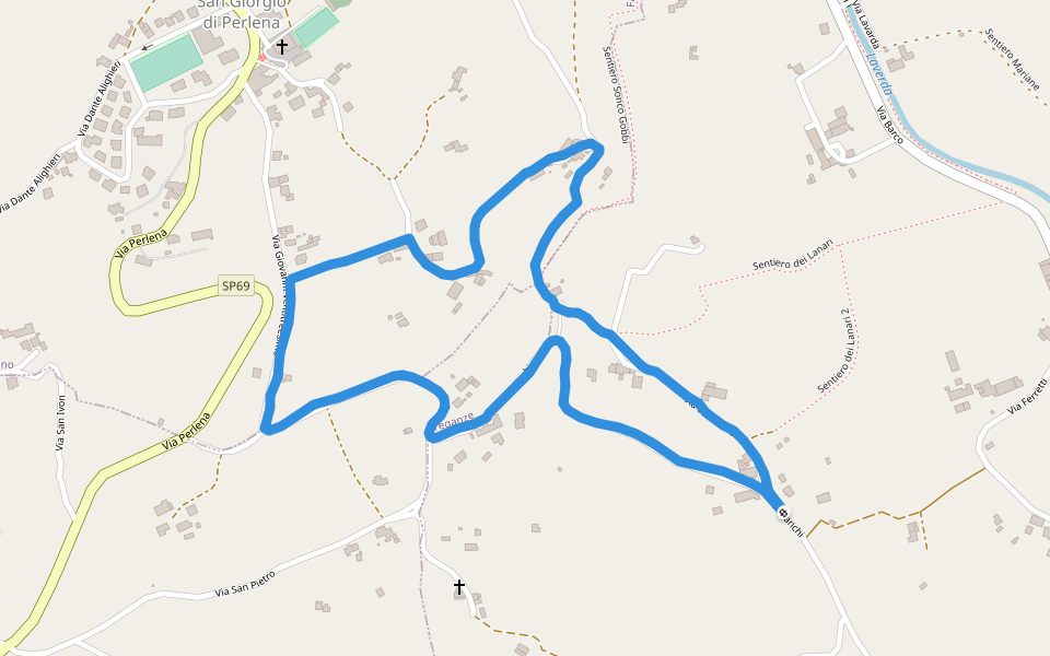 Sentiero dei Lanari walking route map in Vaccara