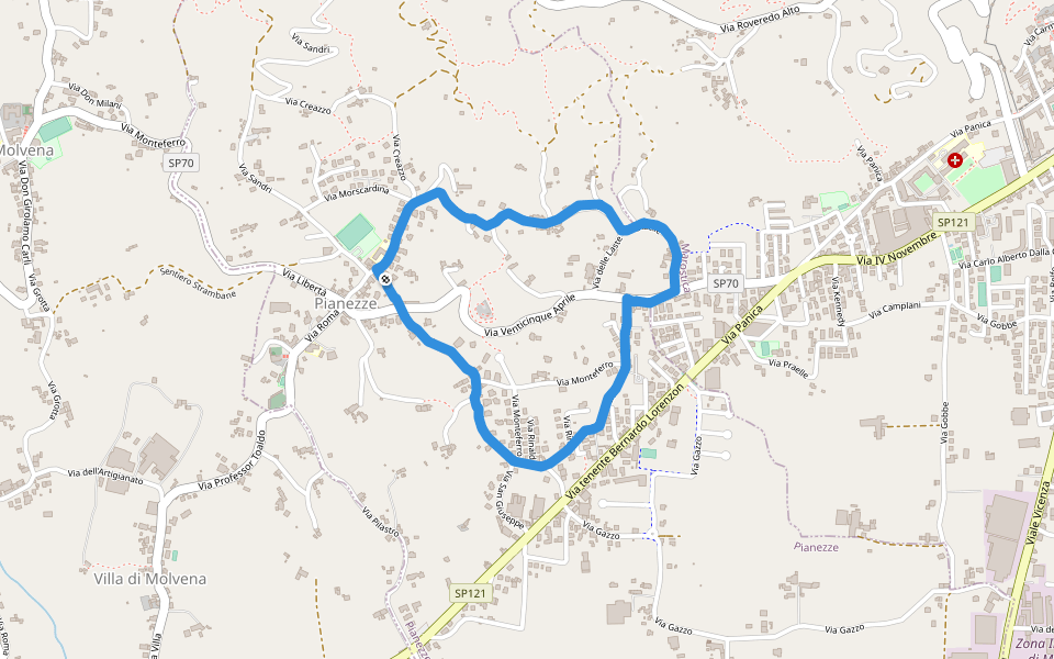 Pianezze walking route map in Pianezze