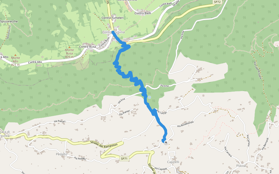 Sentiero del Sette walking route map in Busabionda
