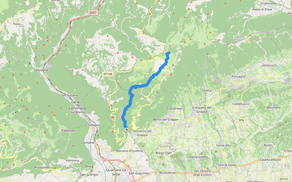 Monte Meda walking route map in Valle Santa Felicita
