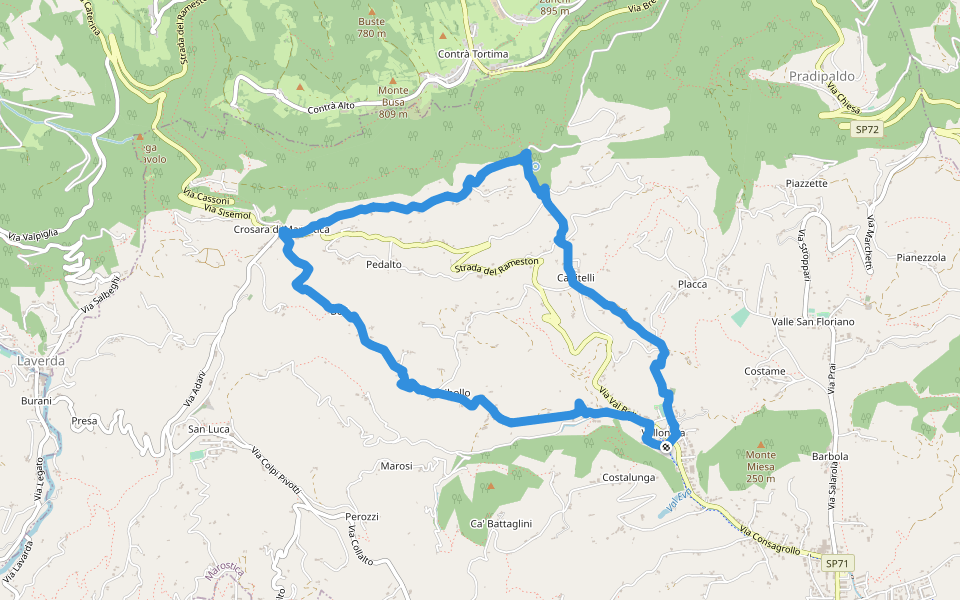 Sentiero del Sette walking route map in Vallonara