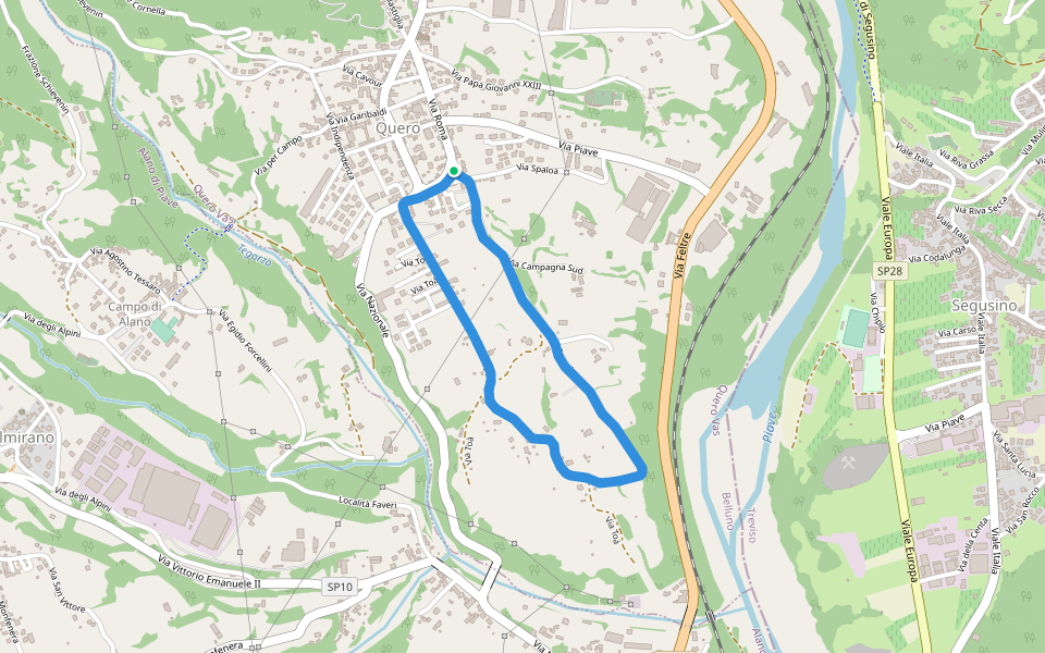 Via Toà walking route map in Quero
