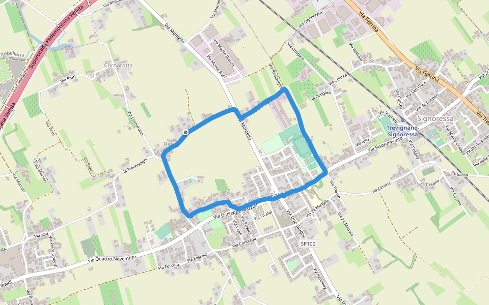 Campo Sportivo di Falzè walking route map in Riosa