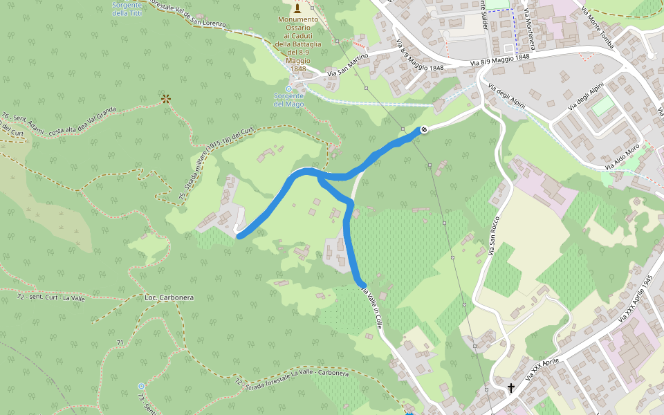 Via Sant Antonio walking route map in Cornuda
