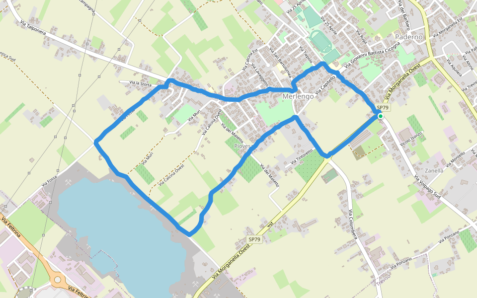 Campi da tennis walking route map in Paderno