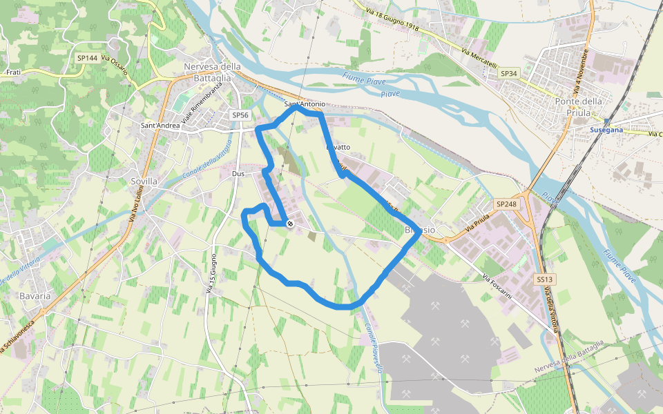 Via Riscossa walking route map in Dus