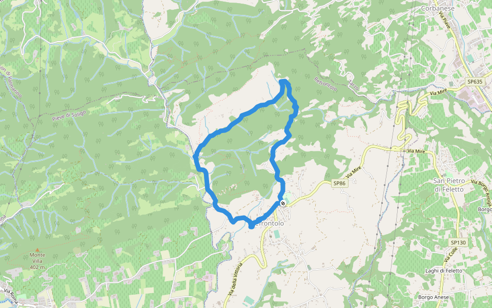 Refrontolo walking route map in Refrontolo
