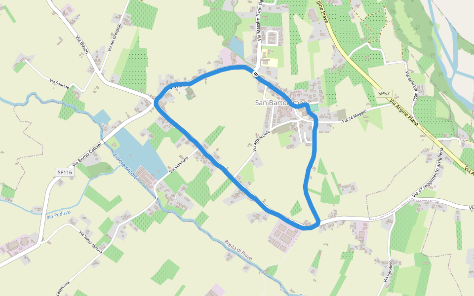 Hotel Ristorante Colombo walking route map in Saletto-San Bartolomeo