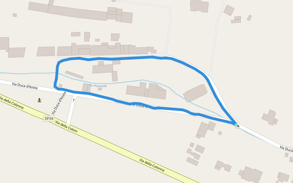 Rio Piovesello walking route map in Vazzola