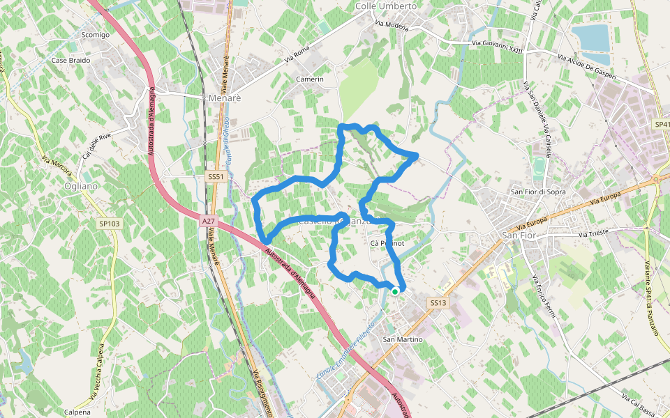 Castello Roganzuolo walking route map in San Martino