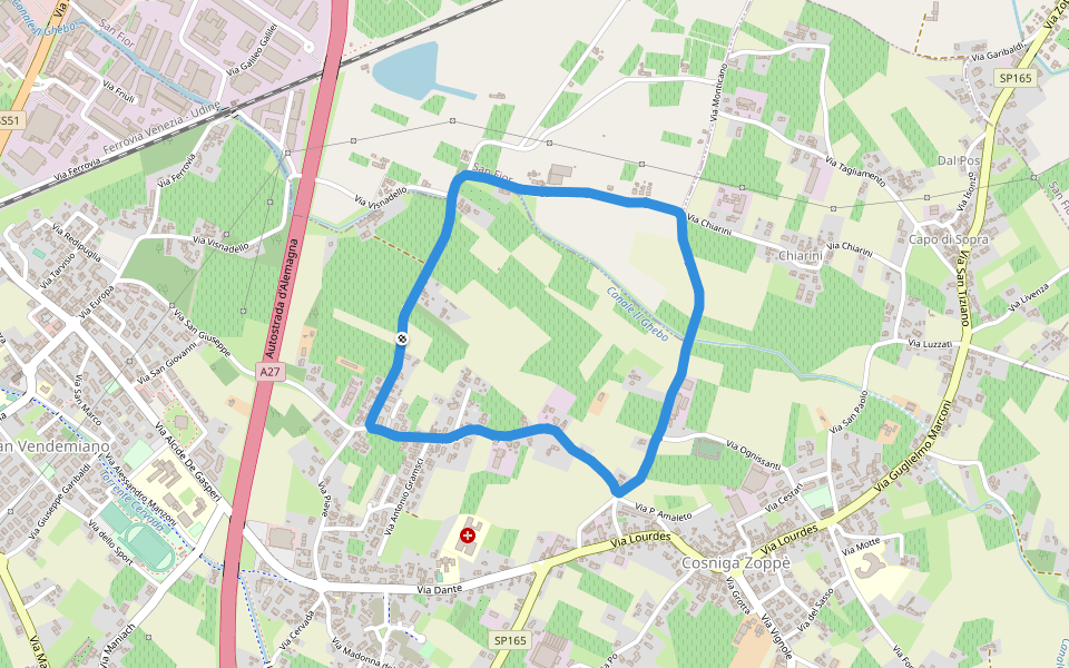 Canale Il Ghebo walking route map in Cosniga-zoppé