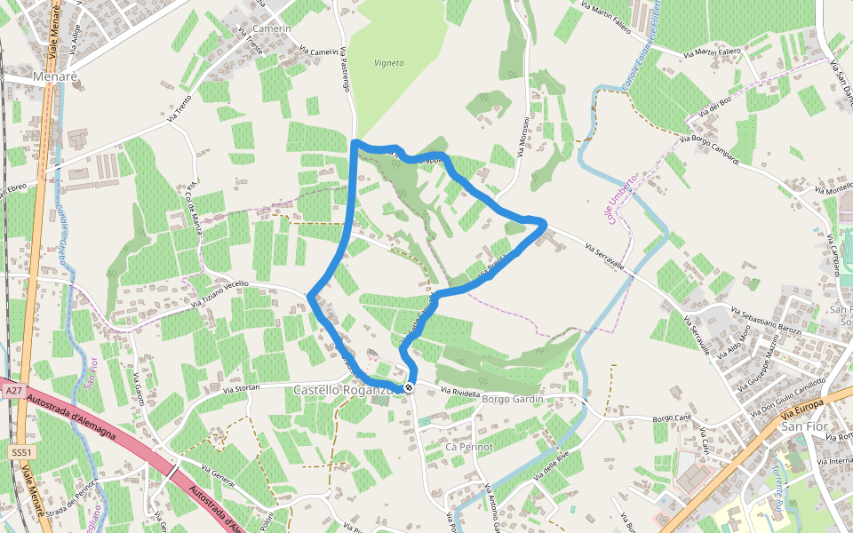 Vigneto walking route map in Castello Roganzuolo