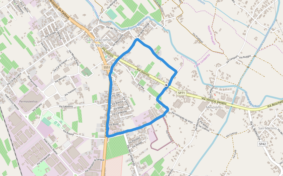 Centro di guida sicura walking route map in Vittorio Veneto