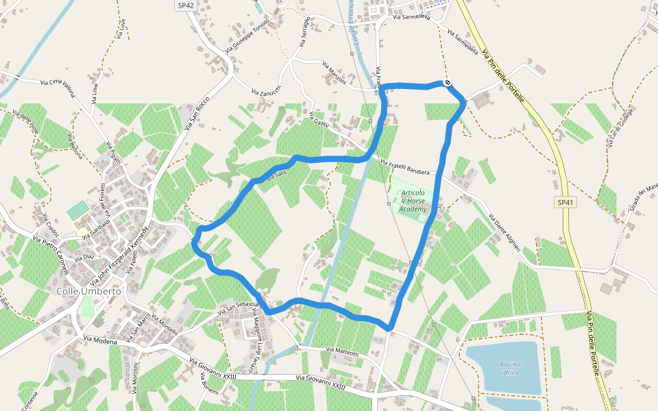Articolo V Horse Academy walking route map in San Martino