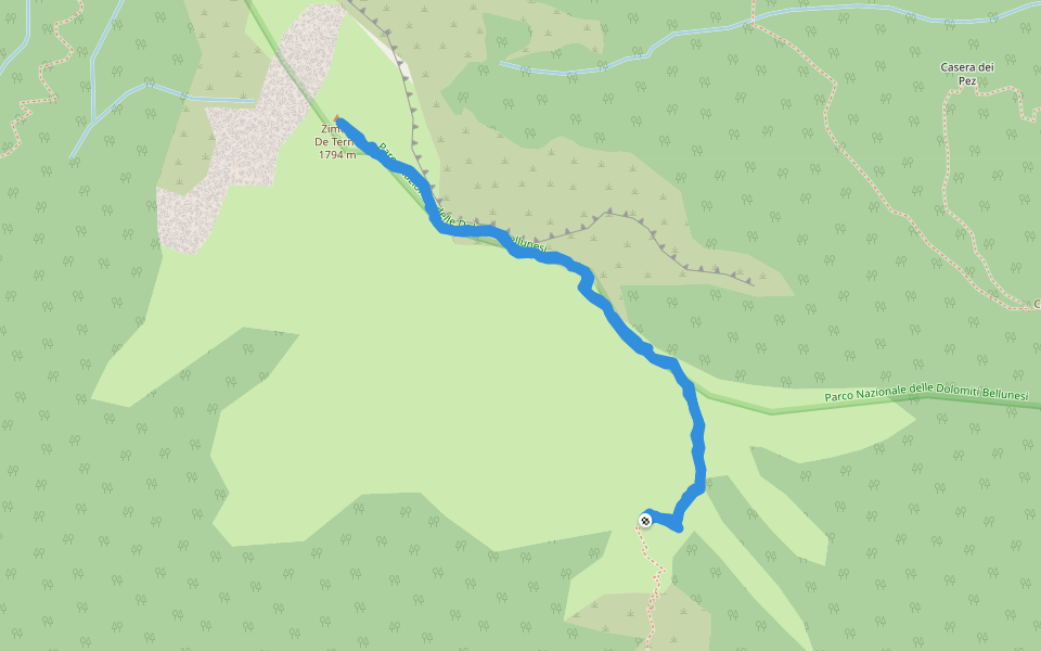Zimon De Terne walking route map in Pra De Luni