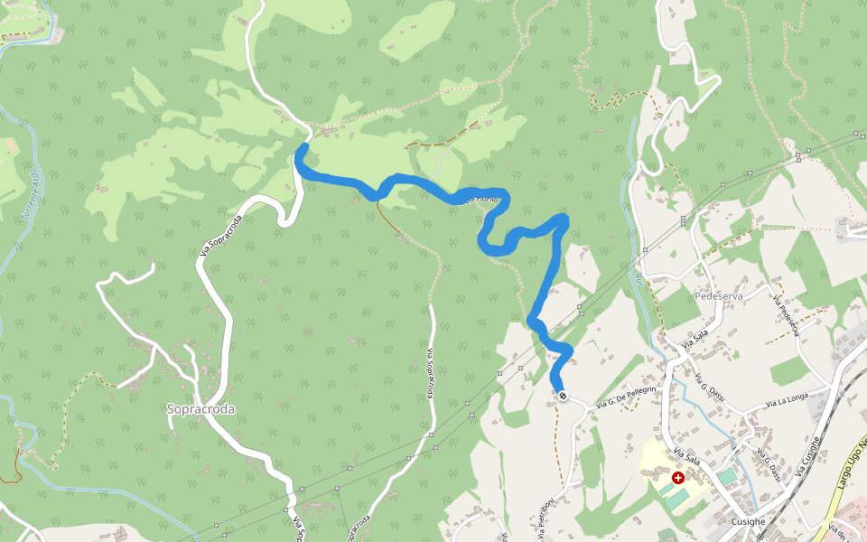 Via Col Fiorito walking route map in Belluno