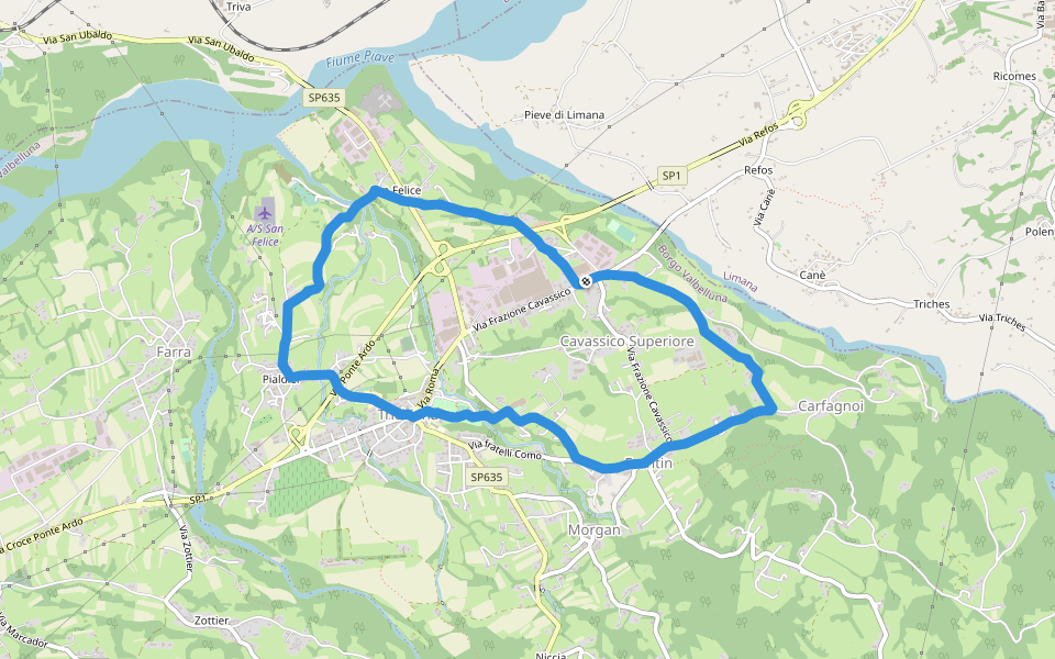 Palestra comunale walking route map in Trichiana