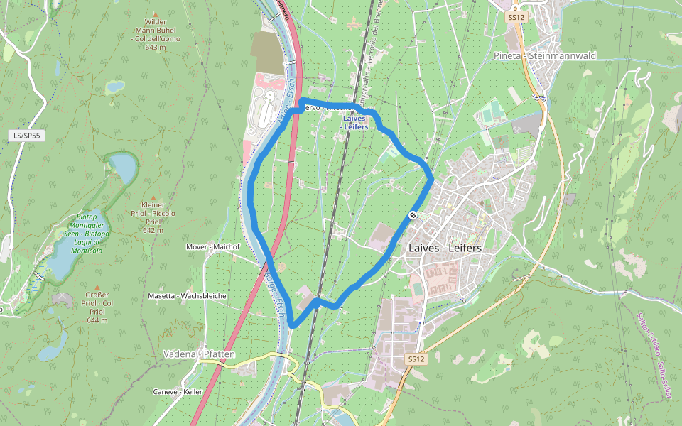 Etsch - Adige walking route map in Laives
