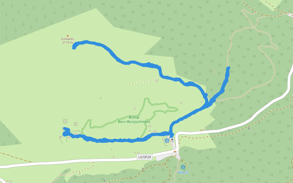 Costaces walking route map in Funes