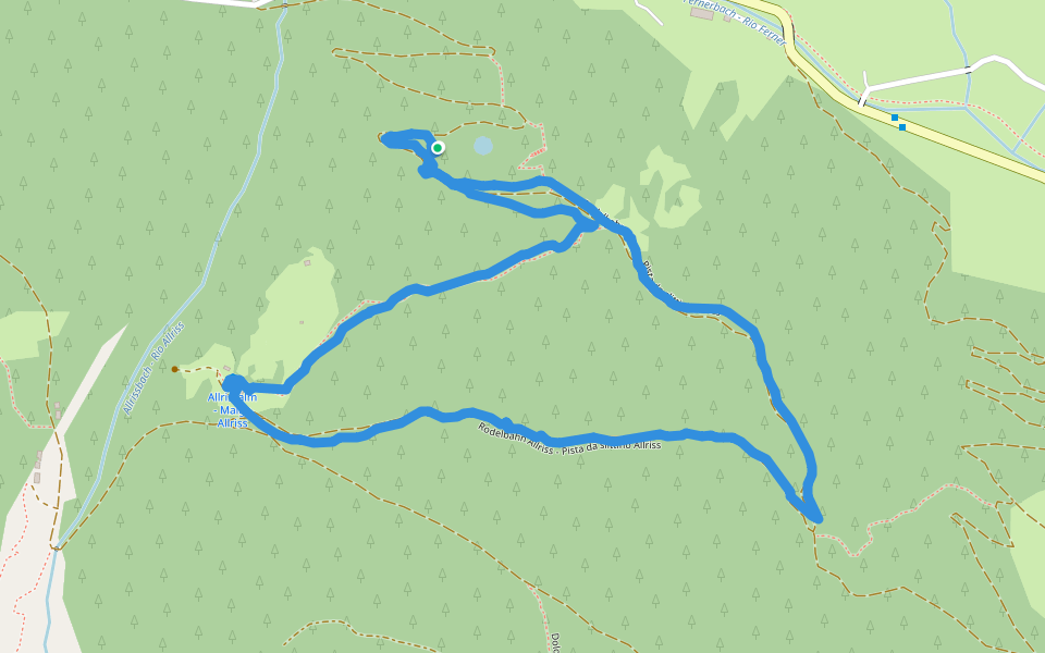 Rodelbahn Allriss - Pista da slittino Allriss walking route map in Fleres di Dentro