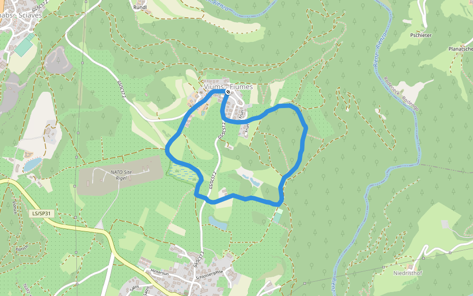 Biotop Sommersürs walking route map in Fiumes