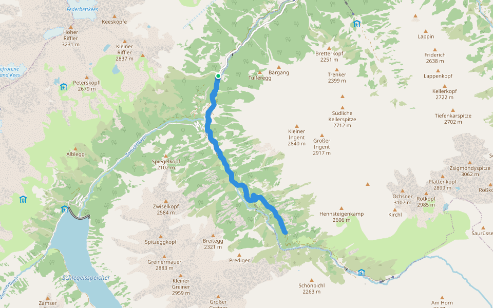 Zemmgrund walking route map in Kaserleralm