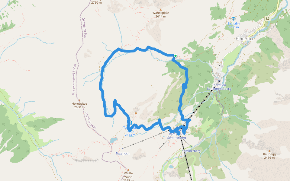 Rundwanderweg Sommerberg walking route map in Hintertux