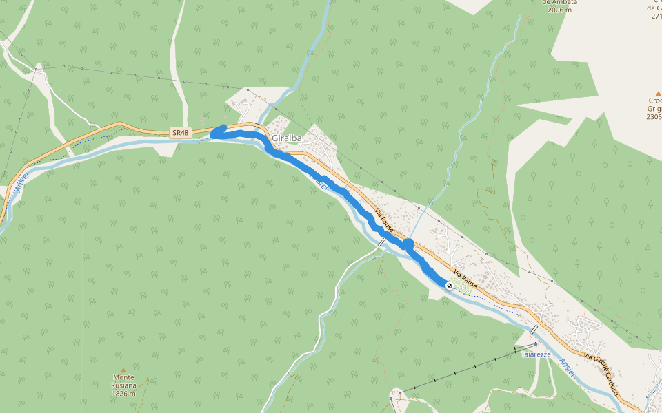 Strada del Rojale walking route map in Auronzo di Cadore