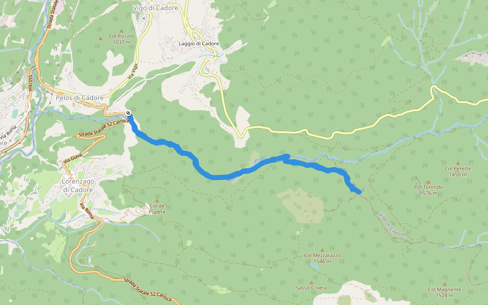 parco dei sogni CAI328b walking route map in Pelos di Cadore