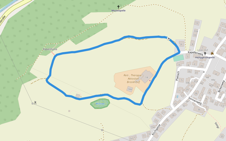 Feuchtbiotop Wirtsee walking route map in Grinzens