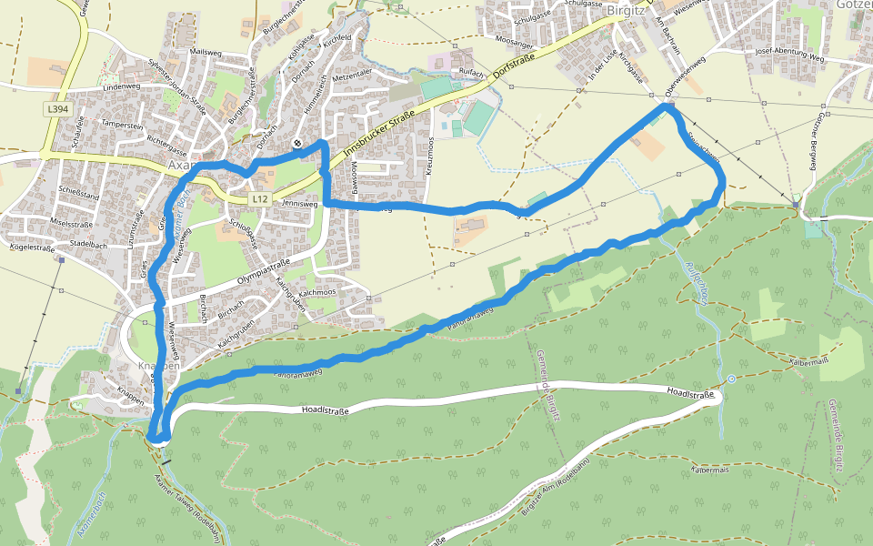 Panoramaweg walking route map in Axams