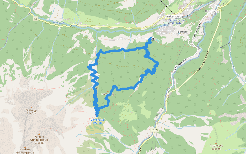 Schumannweg walking route map in Finkenberg