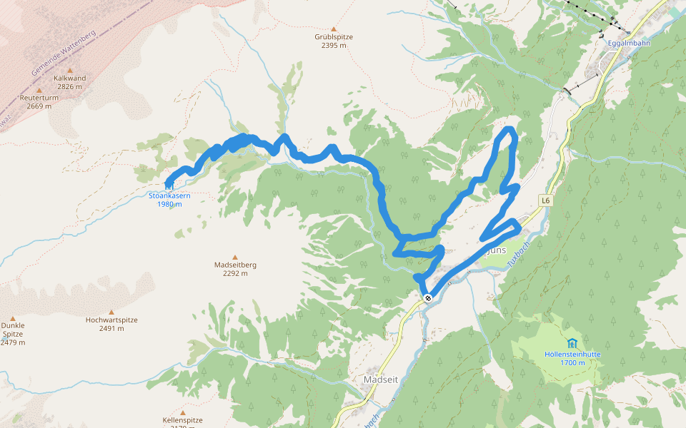 TFW 002 - Brandalm 1680m walking route map in Tux