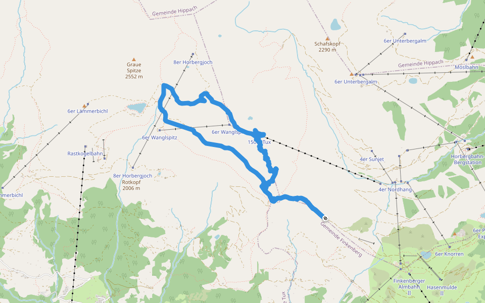 Rastkogel Wanglseite walking route map in Burgstall