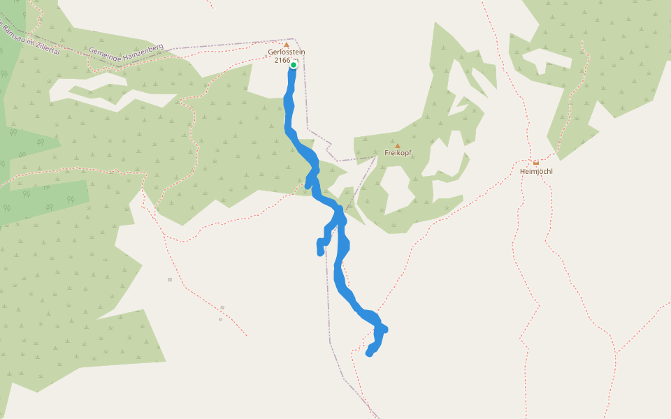 Freikopf walking route map in Gerlos