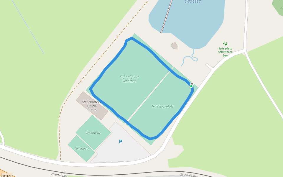 Fußballplatz Schlitters walking route map in Schlitters
