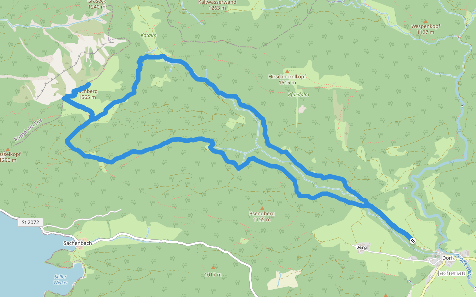 Jochberg walking route map in Jachenau